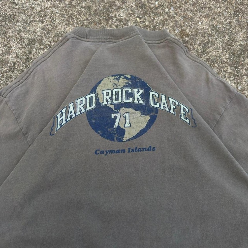 Vintage Y2K Hard Rock Cafe Cayman Islands Sweatshirt Tourist Gray Large (g6b)